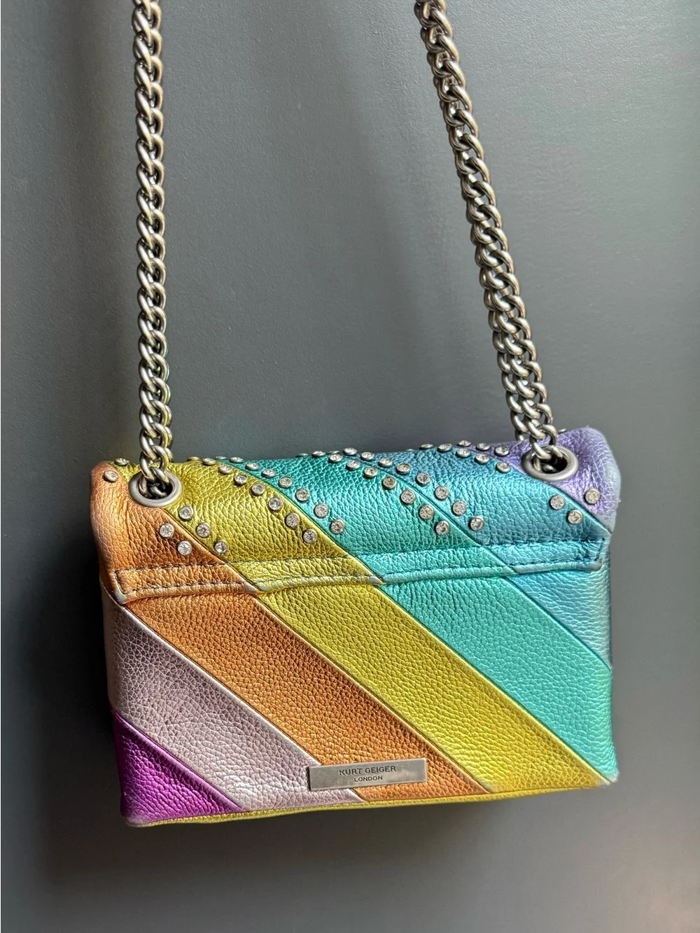 Kurt Geiger London Rainbow Mini
Kensington Crossbody Metallic
Studded Bag - Picture 6 of 16